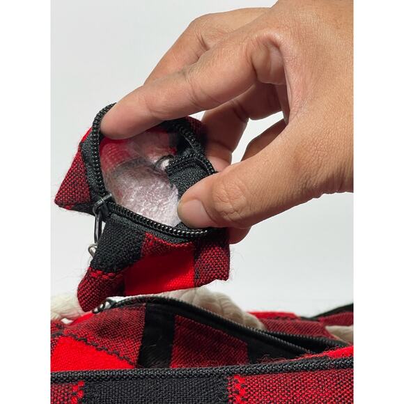 Embroidered CallaLily Flowers Red and Black Plaid Crossbody Bag - Picture 6 of 6